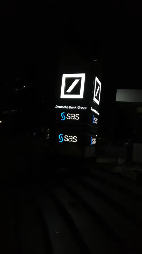 Deutsche Bank signage, installed view