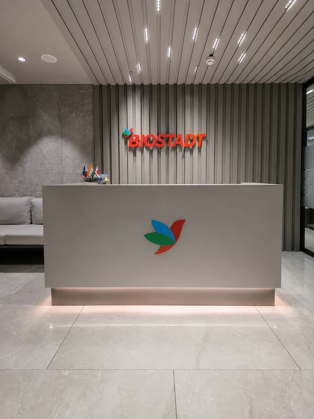 Biostadt signage, installed view