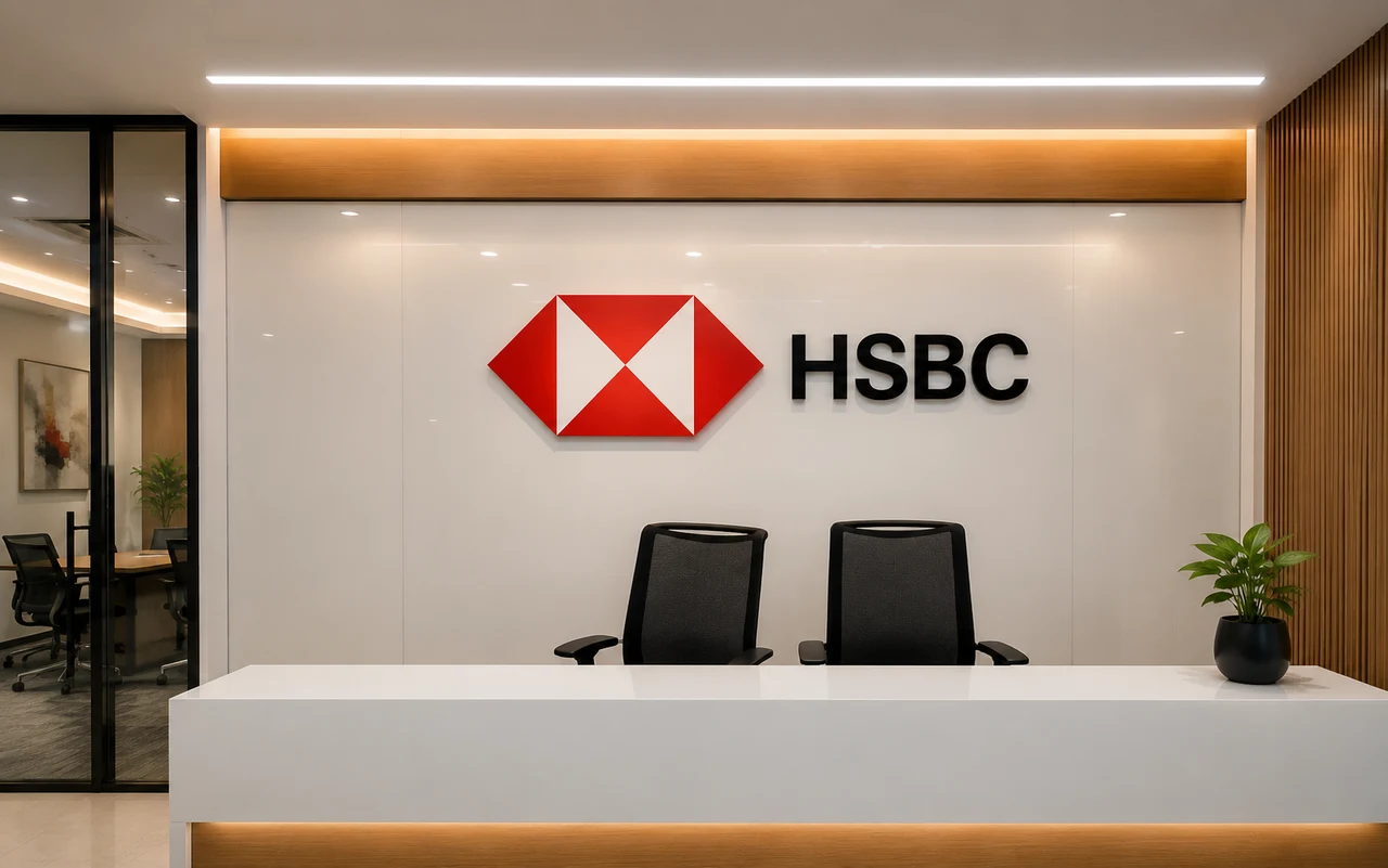 HSBC signage, installed view