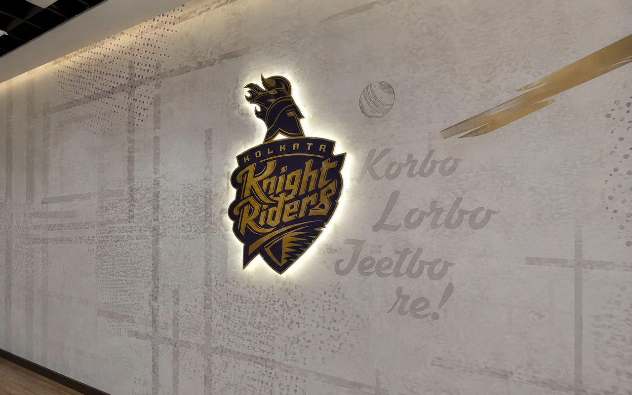 Kolkata Knight Riders signage, installed view