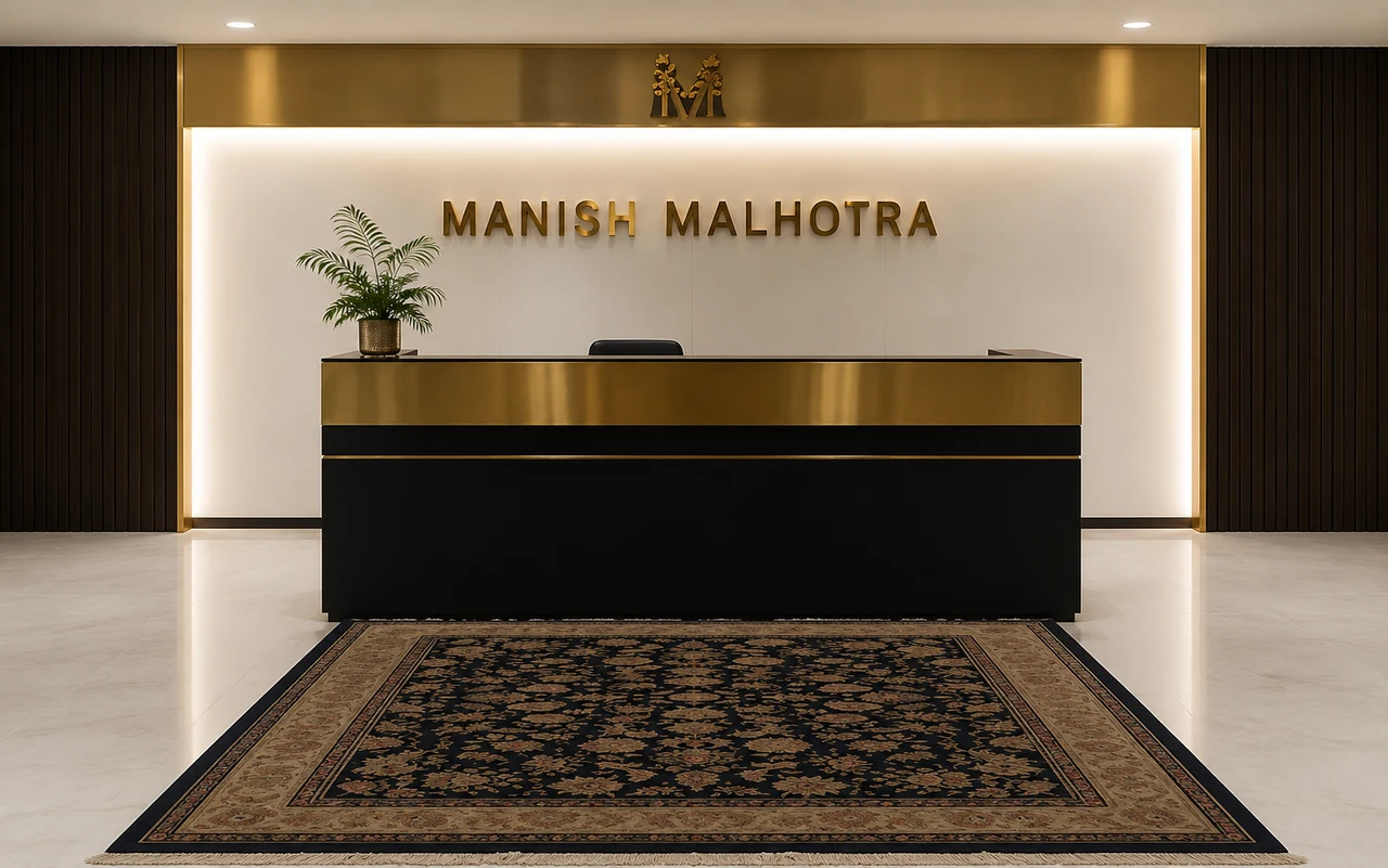 Manish Malhotra signage, installed view
