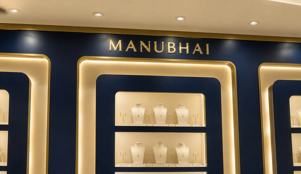 Manubhai Jewellers signage, detail 4