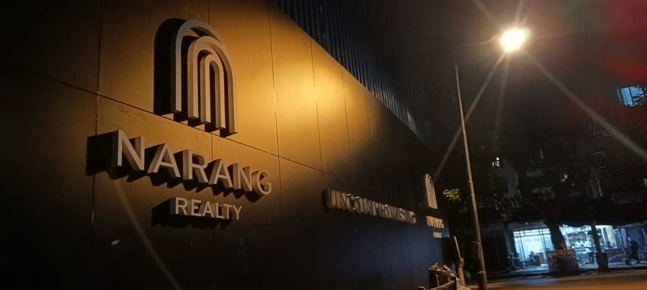Narang Realty signage, installed view