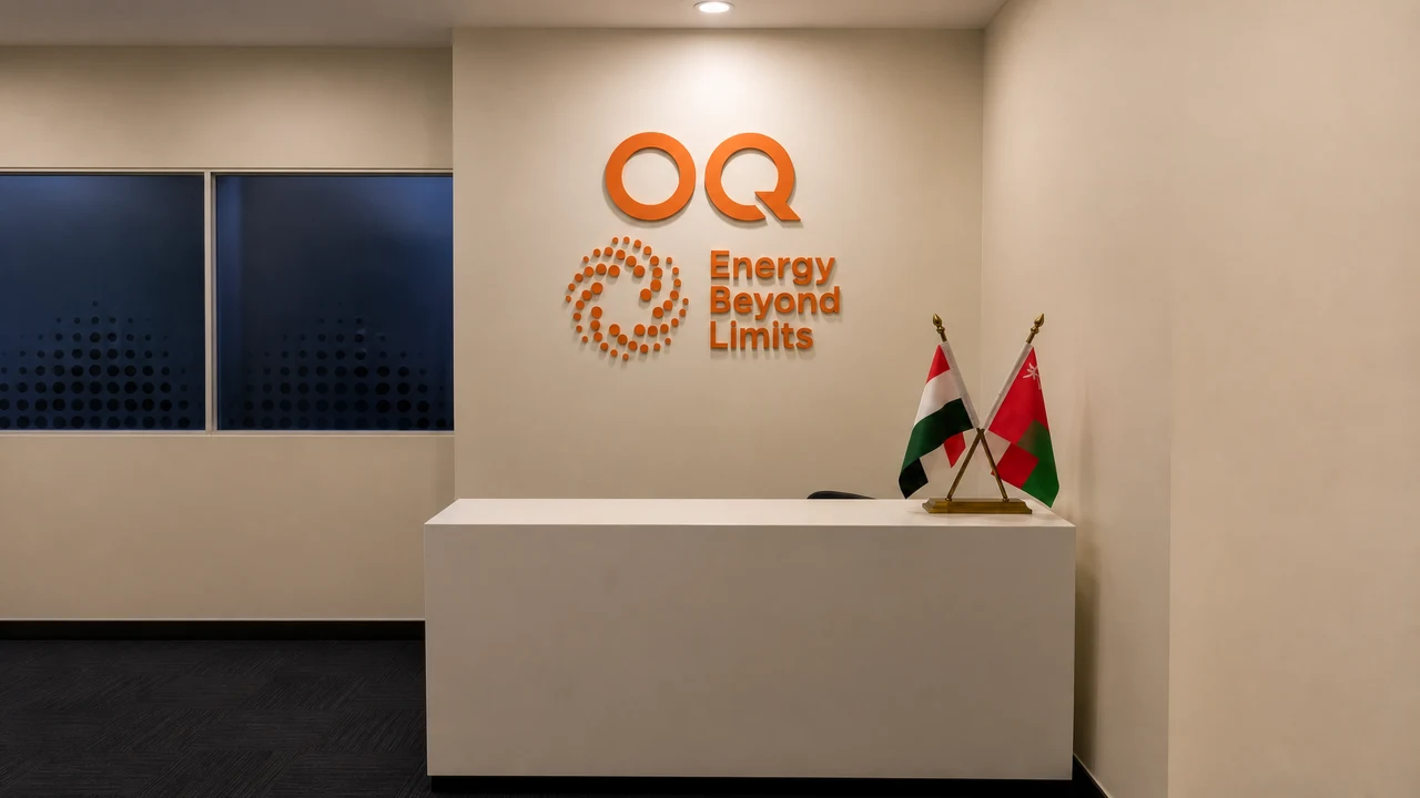 OQ Energy signage, installed view