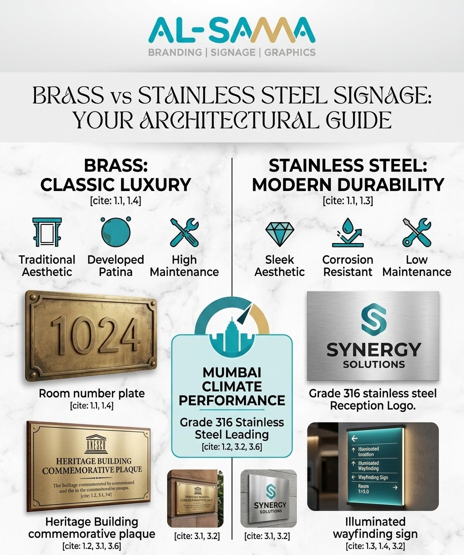 Brass vs. Stainless Steel for Architectural Signage — Expert Material Comparison