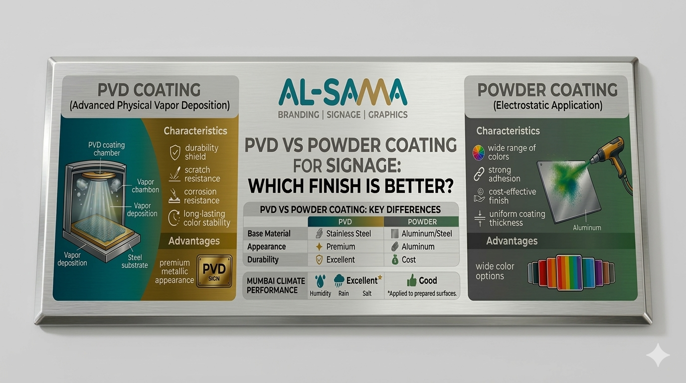PVD vs. Powder Coating for Architectural Signage — A Definitive Comparison
